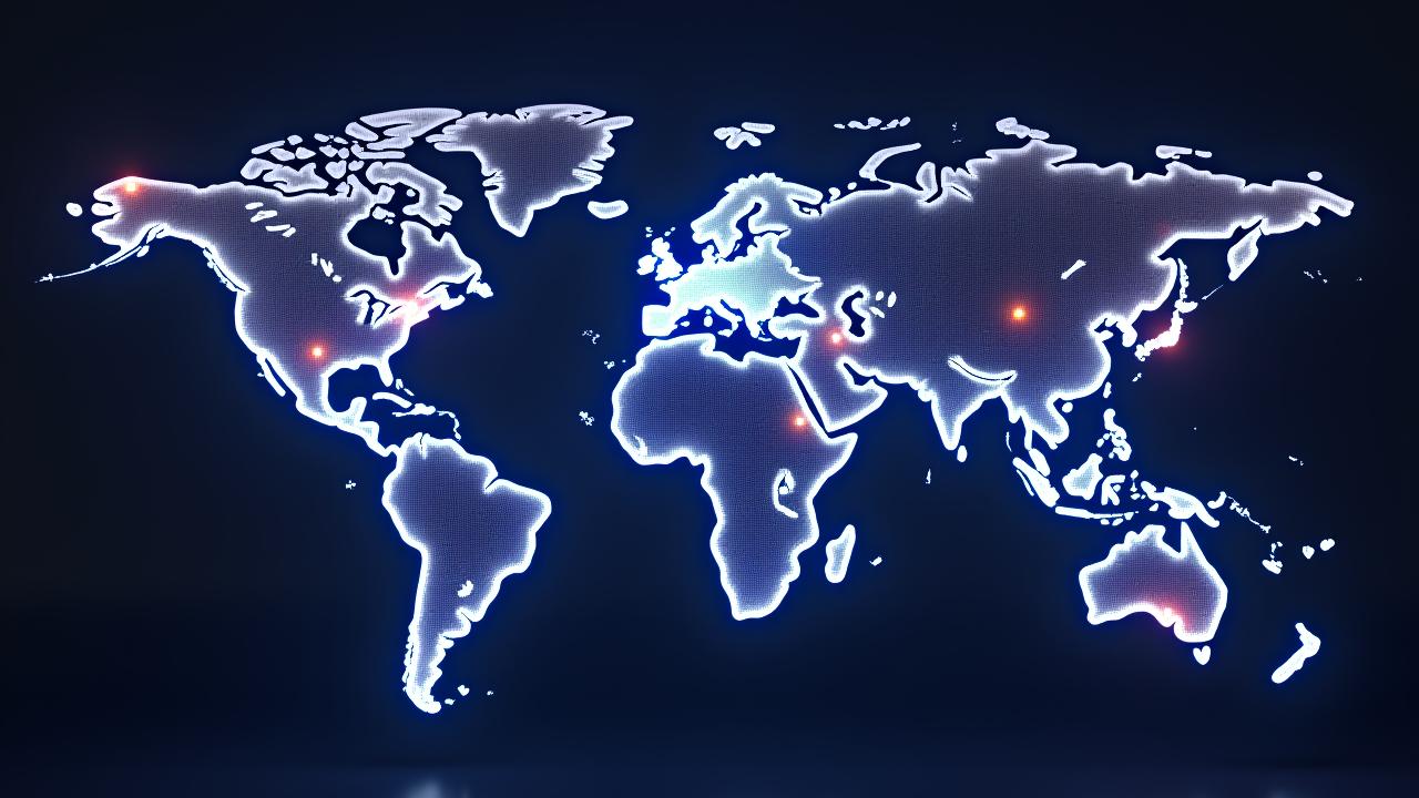 Stylized world map with glowing nodes indicating Tech Lion's global reach and community impact.