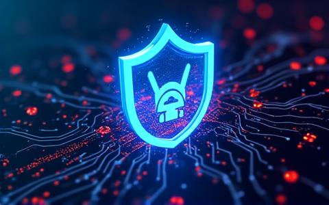 Visual representation of AI detecting and neutralizing cyber threats.