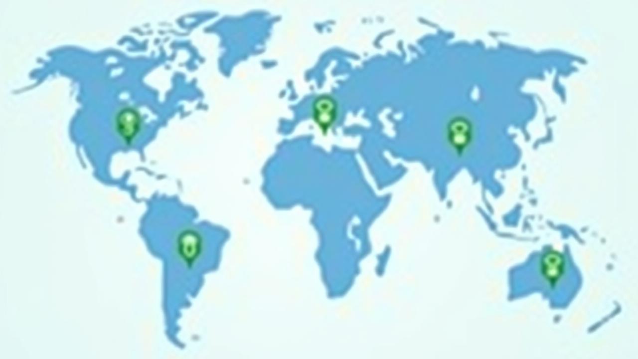 Illustration of a global map with recycling symbols and pinpoint locations, indicating certified e-waste recycling centers and resources.