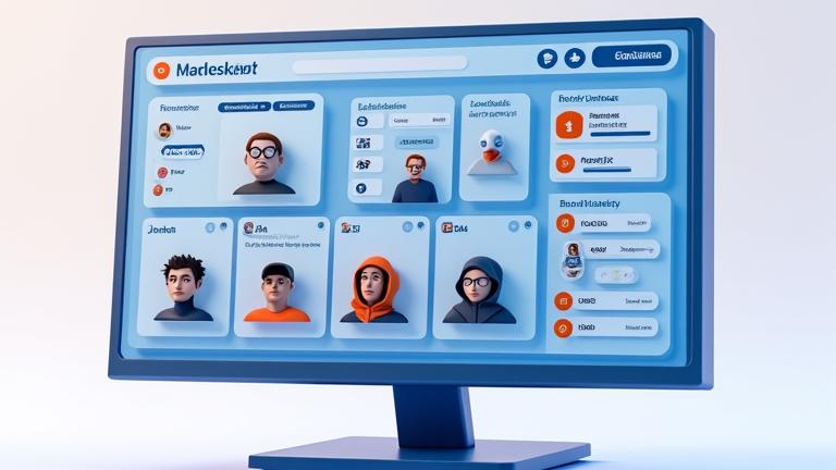 A community dashboard interface showing avatar profiles, live chat, performance leaderboards, and build showcase thumbnails, representing an active gaming community.
