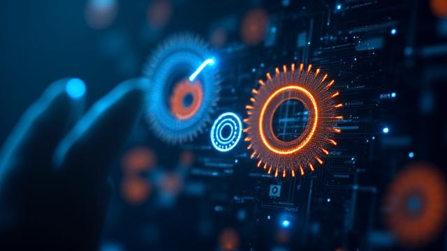 Gear icons spinning, representing startup processes and configuration