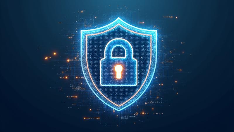 Digital illustration of a secure lock icon with a shield, representing robust data protection.
